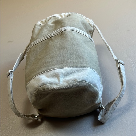 Sailor Ditty Unbranded Canvas Drawstring Bucket Backpack Beige & White. Nautical - Picture 2 of 9